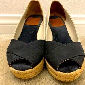 Black and beige Tory Burch Espadrille Wedge.